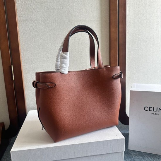 Replica Borsa Celine Mini Cabas Anais Triomphe Marrone in Vitello Granato Imitazioni Falso
