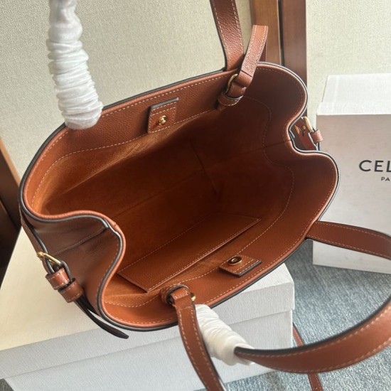 Replica Borsa Celine Mini Cabas Anais Triomphe Marrone in Vitello Granato Imitazioni Falso