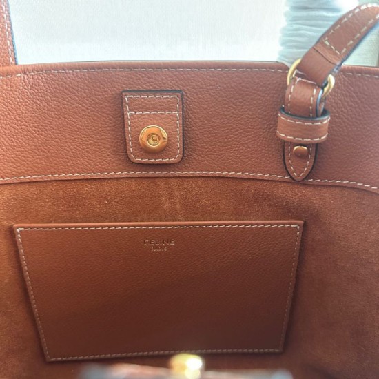 Replica Borsa Celine Mini Cabas Anais Triomphe Marrone in Vitello Granato Imitazioni Falso