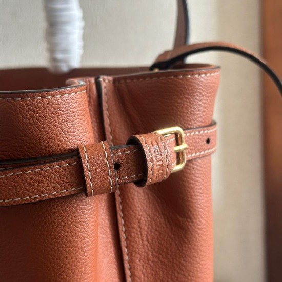 Replica Borsa Celine Mini Cabas Anais Triomphe Marrone in Vitello Granato Imitazioni Falso