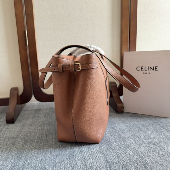 Replica Borsa a tracolla Celine Cabas Anais Triomphe piccola marrone grana Imitazioni Falso