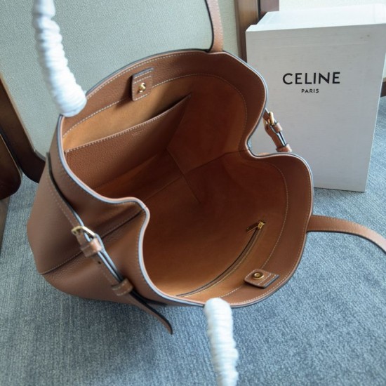 Replica Borsa a tracolla Celine Cabas Anais Triomphe piccola marrone grana Imitazioni Falso