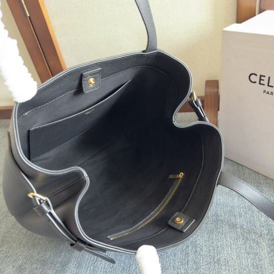 Replica Borsa a tracolla Celine Cabas Anais Triomphe piccola nera grana Imitazioni Falso