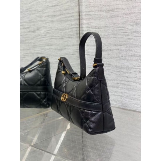 Mini borsa Dior Miss Caro Cigale replica Dior Macrocannage nera Imitazione