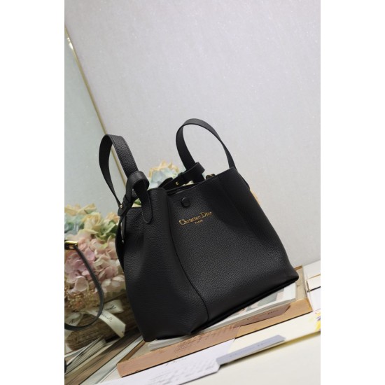 Replica Borsa a secchiello Dior Signature piccola/media nera Imitazioni Falso