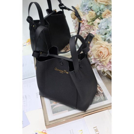 Replica Borsa a secchiello Dior Signature piccola/media nera Imitazioni Falso