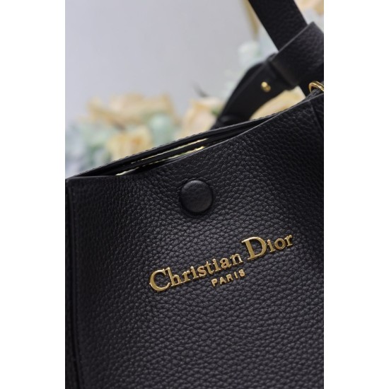 Replica Borsa a secchiello Dior Signature piccola/media nera Imitazioni Falso