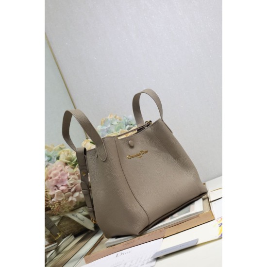 Replica Borsa a secchiello Dior Signature piccola/media grigia Imitazioni Falso