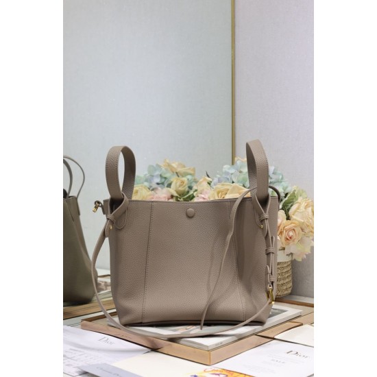 Replica Borsa a secchiello Dior Signature piccola/media grigia Imitazioni Falso
