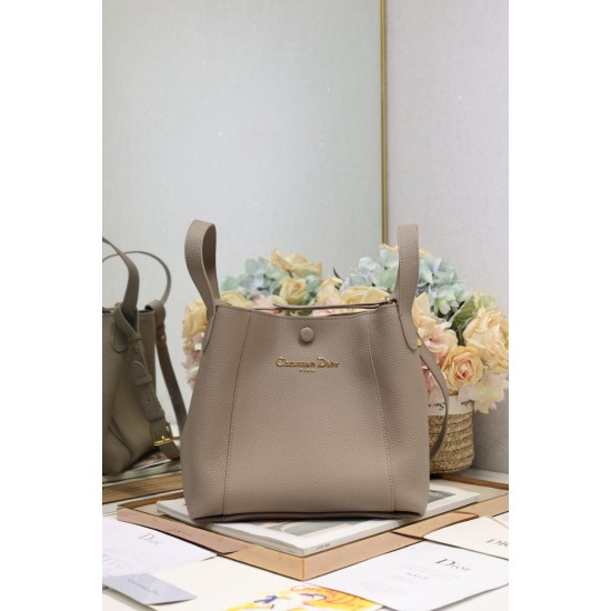 Replica Borsa a secchiello Dior Signature piccola/media grigia Imitazioni Falso
