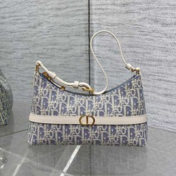 Replica Mini borsa Dior Miss Caro Cigale Oblique Chambray con effetto rafia Blu Imitazioni Falso