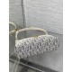 Replica Mini borsa Dior Miss Caro Cigale Oblique Chambray con effetto rafia Blu Imitazioni Falso