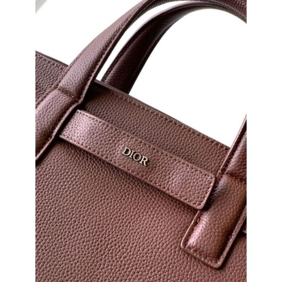 Replica Borsa tote Dior Normandie media da uomo marrone Imitazioni Falso