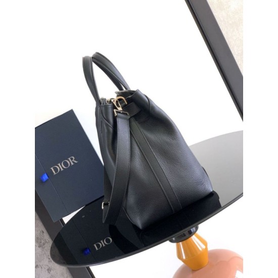 Replica Borsa tote Dior Normandie media da uomo nera Imitazioni Falso