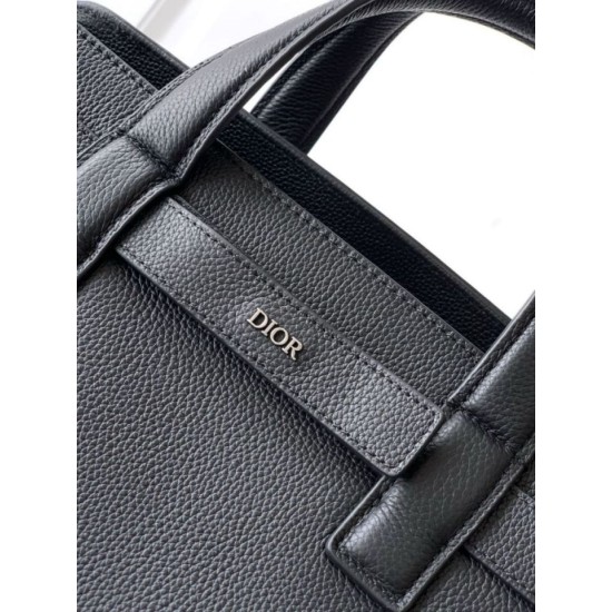 Replica Borsa tote Dior Normandie media da uomo nera Imitazioni Falso