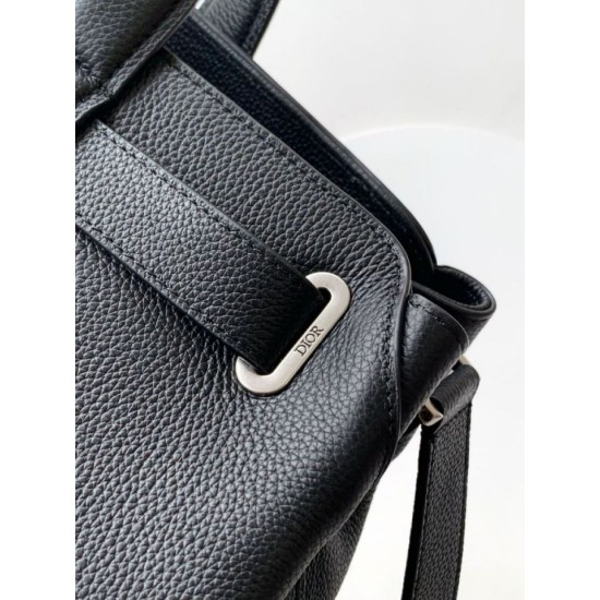 Replica Borsa tote Dior Normandie media da uomo nera Imitazioni Falso