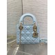 Replica Mini Borsa Dior Lady Dior con O-link Cannage Blu Imitazioni Falso