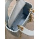 Replica Mini Borsa Dior Lady Dior con O-link Cannage Blu Imitazioni Falso