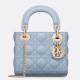 Replica Mini Borsa Dior Lady Dior con O-link Cannage Blu Imitazioni Falso