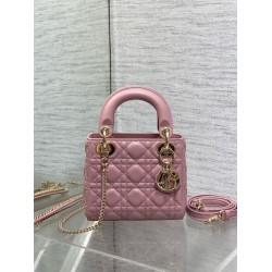 Mini Borsa Dior Lady Dior Replica Dior con O-link Rosa Cannage Imitazione