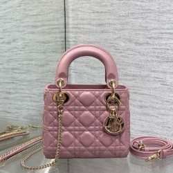 Mini Borsa Dior Lady Dior Replica Dior con O-link Rosa Cannage Imitazione