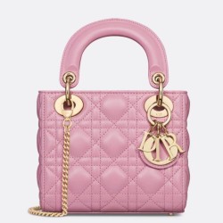 Mini Borsa Dior Lady Dior Replica Dior con O-link Rosa Cannage Imitazione