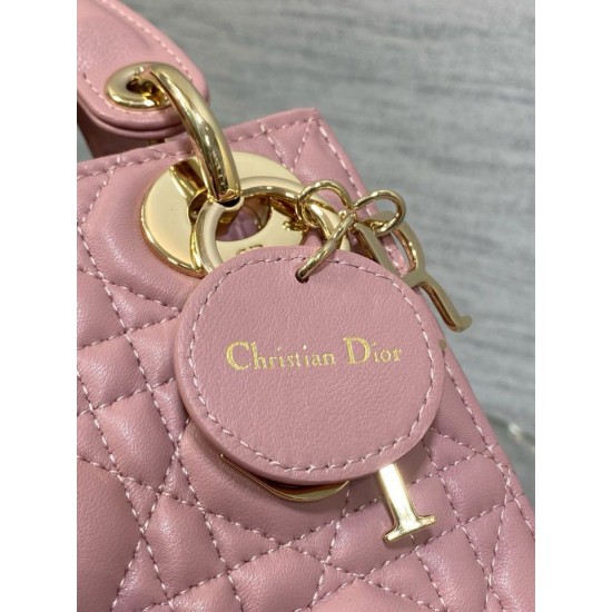 Mini Borsa Dior Lady Dior Replica Dior con O-link Rosa Cannage Imitazione