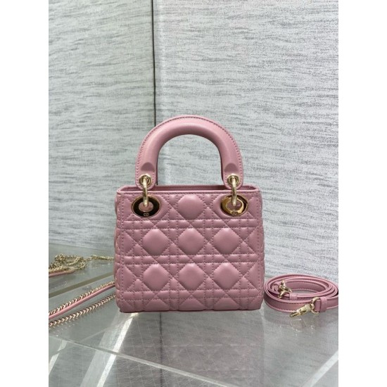 Mini Borsa Dior Lady Dior Replica Dior con O-link Rosa Cannage Imitazione