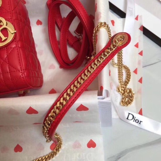 Replica Borsa Dior Mini Lady Dior con Catena Rosso Cannage Imitazioni Falso