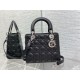 Replica Borsa Dior Lady Dior Media in Pelle di Vitello Granata Nera Imitazioni Falso