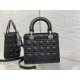 Replica Borsa Dior Lady Dior Media in Pelle di Vitello Granata Nera Imitazioni Falso