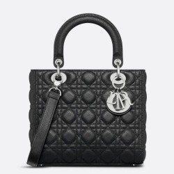 Replica Borsa Dior Lady Dior Media in Pelle di Vitello Granata Nera Imitazioni Falso