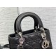 Replica Borsa Dior Lady Dior Media in Pelle di Vitello Granata Nera Imitazioni Falso