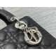Replica Borsa Dior Lady Dior Media in Pelle di Vitello Granata Nera Imitazioni Falso