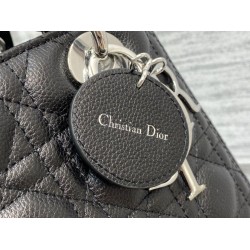 Replica Borsa Dior Lady Dior Media in Pelle di Vitello Granata Nera Imitazioni Falso