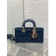 Replica Borsa Dior Lady D-Joy Media Cannage Blu Imitazioni Falso