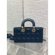 Replica Borsa Dior Lady D-Joy Media Cannage Blu Imitazioni Falso