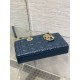 Replica Borsa Dior Lady D-Joy Media Cannage Blu Imitazioni Falso