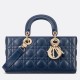 Replica Borsa Dior Lady D-Joy Media Cannage Blu Imitazioni Falso