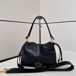 Borsa Fendi Mamma Baguette Media/Grande Replica Nappa Nera Imitazione