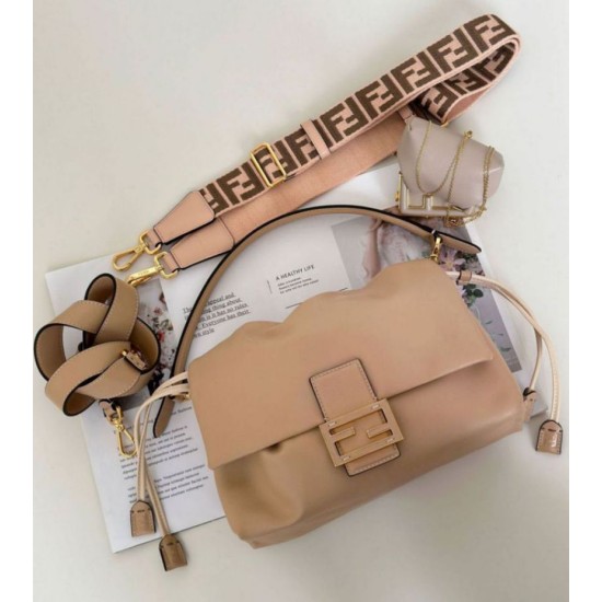 Replica Borsa Fendi Mamma Baguette Media/Grande Nappa Albicocca Imitazioni Falso