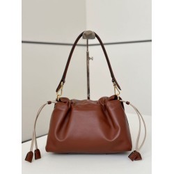 Borsa Fendi Mamma Baguette Media/Grande Replica Nappa Caffè Imitazione