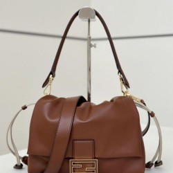 Borsa Fendi Mamma Baguette Media/Grande Replica Nappa Caffè Imitazione