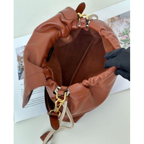 Borsa Fendi Mamma Baguette Media/Grande Replica Nappa Caffè Imitazione