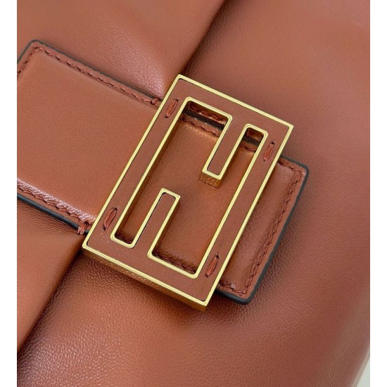 Borsa Fendi Mamma Baguette Media/Grande Replica Nappa Caffè Imitazione