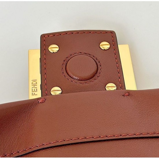 Borsa Fendi Mamma Baguette Media/Grande Replica Nappa Caffè Imitazione