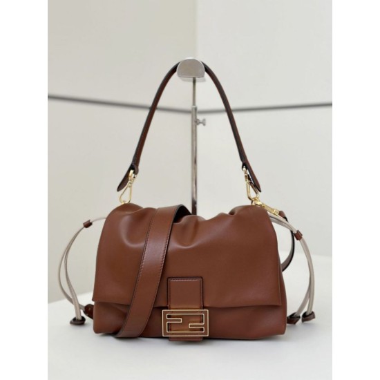Borsa Fendi Mamma Baguette Media/Grande Replica Nappa Caffè Imitazione