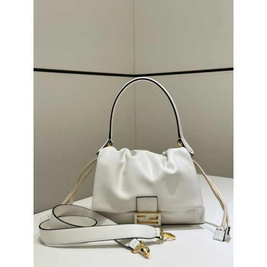 Replica Borsa Fendi Mamma Baguette Media/Grande Nappa Beige Imitazioni Falso