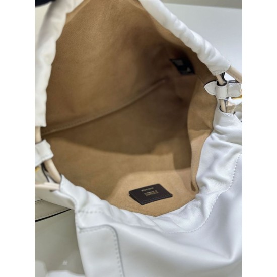 Replica Borsa Fendi Mamma Baguette Media/Grande Nappa Beige Imitazioni Falso
