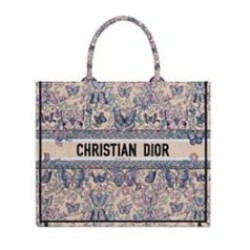 Replica Borsa Dior Book Tote grande Dior M1286 Albicocca ricamata con il motivo Papillon Toile de Jouy blu di Pietro Ruffo Imitazioni Falso
